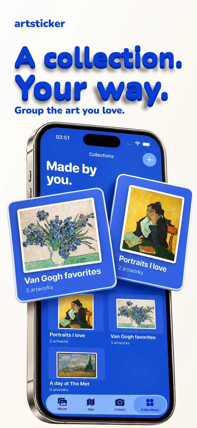 A collection. Your way. Group the art you love. ArtSticker collections of paintings.